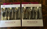 Nip Mozaik Tasting Spoons 48 Per , 2 Boxes Shiny Silver Plastic Approx. Fixed Price $8.25.