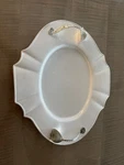 Mud Pie Ceramic Oval Platter With Metal Spoon Handles 16". Fixed Price $26.00.
