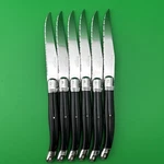 Set Of 6 Laguiole France 9 Bee Steak Knives Serrated Stainless Steel -blk Resin. Fixed Price $19.95.