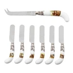 Spode Woodland Cheese Knife & 6 Spreaders, Set With Assorted Motifs. Fixed Price $63.00.