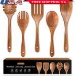 Teak Wood Kitchen Utensil Set Cooking Tools Non Stick Salad Fork Spoon Spatula. Fixed Price $25.13.