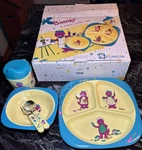Vtg Barney Dinosaur 1992 Melamine Dinnerware Set Plate Cup Bowl Fork Spoon. Fixed Price $24.99.