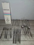 Oneida Cherie Deluxe Stainless Flatware Knives Forks Spoons. Fixed Price $115.00.