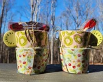 2022 Mud Pie Boho Floral Kiwi Ramekins Set With 24 Strawberry Picks New!. Fixed Price $33.95.
