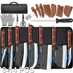 14-PIECES Handmade Forged Chef Knife Kitchen Knives Kits With Sharpener Lot. Fixed Price $66.49.