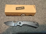 Knafs Lander 5 Black Stone Wash Pocket Knife W. Box. Fixed Price $20.00.
