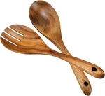 Salad Servers, Wood Tongs, 10.2IN Spoon Fork Set, Long Handle. Fixed Price $10.78.