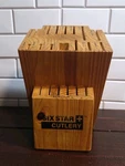 Ronco Six Star Cutlery 30 Knife Block Solid Wood Labeled Slots Oak Nice. Fixed Price $38.95.