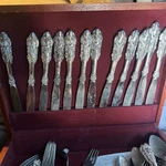 Baroque By Godinger Silver Plate Flatware Set Of 51 Wood Felt Lined Box As Is. Fixed Price $120.00.