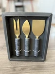 Crate & Barrel Marble Gold Cheese Knives Set 3 Hard, Soft, Wedge. Fixed Price $35.00.