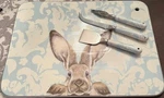 Williams Sonoma Damask Bunny Ceramic Cheese Board W/ Knife Set Or Server "new". Fixed Price $94.50.