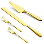 Wedding Cake Cutting Set - Gold Knife & Server, Stainless Steel. Fixed Price $5.99.