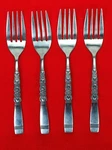 4X Salad Dessert Forks United Silver USI21 Stainless Flatware 6 1/4". Fixed Price $39.00.