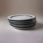 Vintage The Cellar For Macy Japan Stoneware Plates Set Of 6 Nos Blue Rim. Fixed Price $29.99.