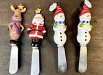 Seasonal Elements 4 Christmas Holiday Spreaders: Snowman (2), Reindeer, Santa. Fixed Price $9.00.