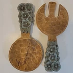 Hand Carved Wood Salad Servers 10 Decorative Large Spoons Creative Co-op. Fixed Price $19.95.