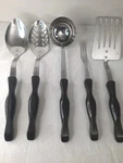Cutco 5 Pc Utensil Set 2 Spoons, Ladle, Spatula, 3 Prong Fork. Fixed Price $89.95.