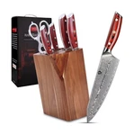 Wildmok Damascus Knife Block Set 7 Pieces Kitchen For Profe.... Fixed Price $276.15.