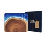 Bierofaro Reversible Wooden Cutting Board Ocean Theme 11.5X10.3IN Brown Blue. Fixed Price $32.99.