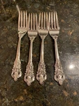 Baroque By Godinger Flatware Lot Of 4 Salad Forks Silverplate. Fixed Price $18.90.