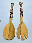 Carved Twisted Giraffe Salad Serving Set Jedando Handicrafts- New. Fixed Price $24.00.