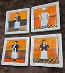 Williams-sonoma Guy Buffet "les Garcons" Rubber Backed Coasters Set Of 4 Wine Gc. Fixed Price $12.99.