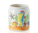 Ocean Theme Kitchen Utensil Holder For Counter Ceramic Crock .... Fixed Price $36.93.