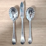 Reed & Barton Hammered Antique 2 Sugar Spoons Master Butter Knife Glossy 18/8. Fixed Price $23.44.