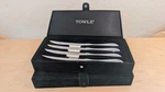 New 2X Towle Stainless 4 Set Antique 9" Steak Knifes With Velvet Case. Fixed Price $30.00.