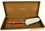 L'objet Gold Damask Cake Server With Coral Enamel Handle CU4130 Nib. Fixed Price $130.99.