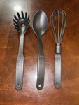 Farberware Prestige 12" Black Kitchen Utensils Set Of 3 Whisk Pasta Server Spoon. Fixed Price $6.40.