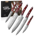 Fohere Chef Knife Set, 5PCS Ultra Sharp Kitchen With Ergonomic Red .... Fixed Price $58.87.
