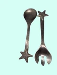 Mariposa Starfish-themed Metal Salad Server Set Spoon & Fork Coastal Decor. Fixed Price $22.00.