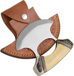 Wild Turkey Handmade Alaskan Ulu Knife Crescent Blade Stag Bone Handle. Fixed Price $39.99.