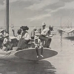 Fishin' Off Long P'int Fishing Scene Original 1904 A.b Frost Art Print V26-4. Fixed Price $13.50.