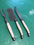 Laguiole Jean Dubost 3-PIECE Cheese Cutlery Set Pearl White Handle Cleaver Fork. Fixed Price $19.95.