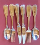 Roberts & Belk Fiddle 6 Pc Set Of Stainless FLATWARE-2 Spoons Knives Forks. Fixed Price $39.00.