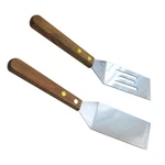 Chef Craft Set Of 2 Stainless Steel Wood Handle, Slotted Mini, Silver. Fixed Price $9.66.
