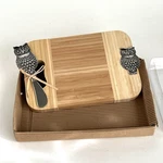 Thirstystone Bamboo Cheese Board & Spreader Gift Set Owl Design 6X8 Inch. Fixed Price $13.00.