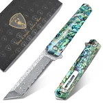 Aubey Damascus Pocket Knife With Clip, Sharp Tanto Blade VG10 Core Foldi.... Fixed Price $81.69.