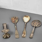 Wm Rogers Tomato Server & Tongs Set W/ Silverplated Mk Big Fork Spoon Floral. Fixed Price $29.71.