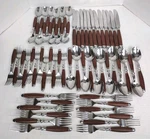 Hampton Silversmiths Set Of 60 Stainless Steel Flatware Faux Wooden Handles #017. Fixed Price $169.96.