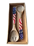 Thirstystone Patriotic Stars/ Stripes Salad Servers, Fork And Spoon Set Picnic. Fixed Price $49.99.