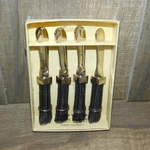 Pier 1 Imports Black Basket Weave Handle Canape Knife Set 4 Pieces New In Box. Fixed Price $9.88.