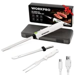 Workpro 8V Cordless Electric Knife Meat Slicing Fork 2 Stainless Steel Blade. Fixed Price $55.99.