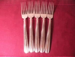 Set Of 5 Oneida Unity Stainless Flatware Large Dinner Forks 8 1/2". Fixed Price $30.39.
