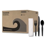 Boardwalk Four-piece Cutlery Kit, Fork/knife/napkin/spoon, Plastic, 250/CARTON. Fixed Price $38.81.