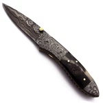 Handmade Damascus Steel Folding Pocket Knife - For Hunting, Survival, Camping.... Fixed Price $87.88.