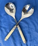 Home Essentials Renaissance Bone 18/10 Stainless Salad Serving Set Spoon Fork. Fixed Price $24.99.