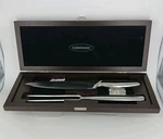 Farberware Chef Carving Knife & Fork Set Wood Box New Gift Bbq Kitchen. Fixed Price $34.99.